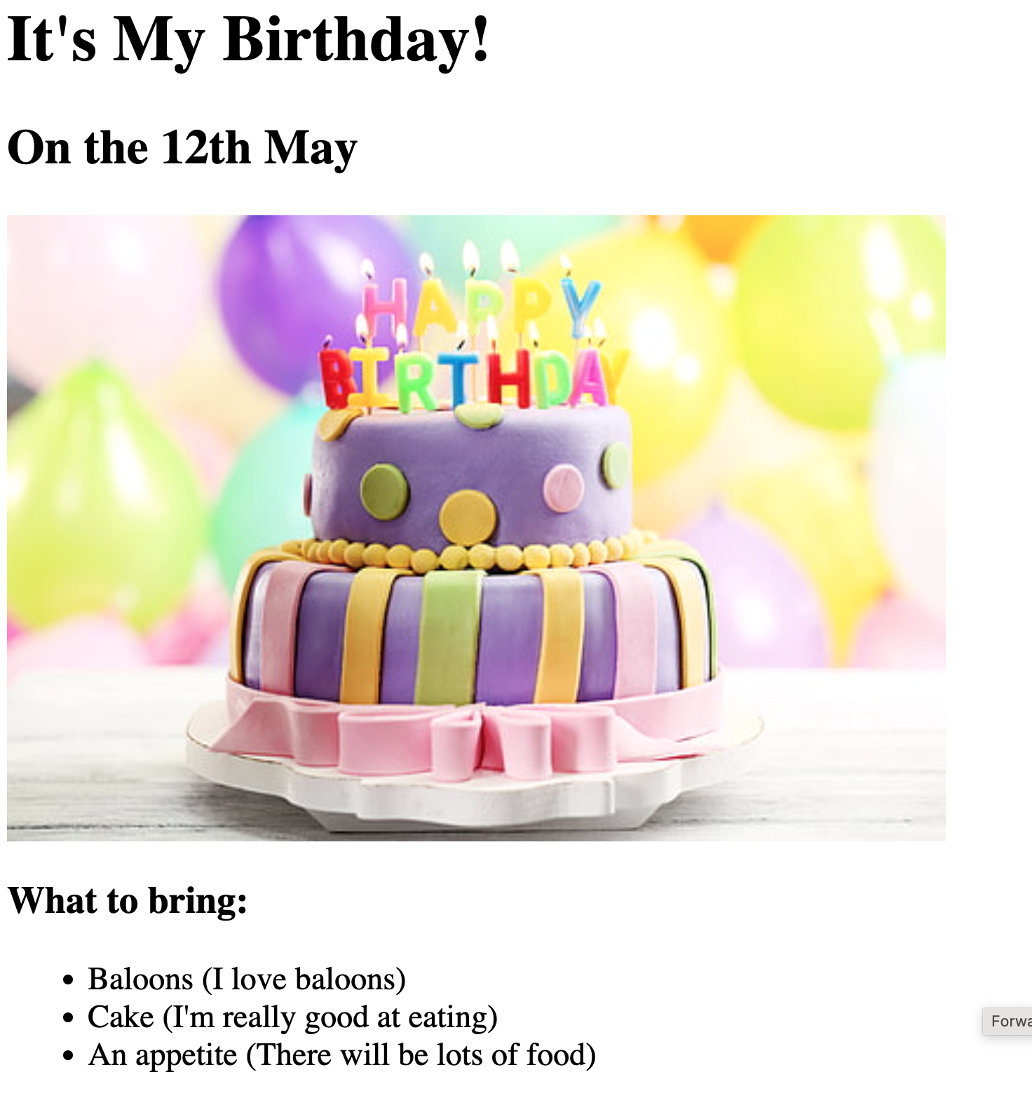 Birthday Invite website preview image